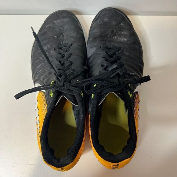 Nike Tiempo X Mens Size 10.5 Black Yellow Athletic Running Soccer Cleats - Picture 6 of 11